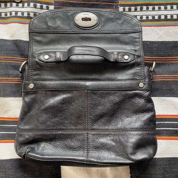 Y2K Fossil Black Leather Maddox Top Handle Crossbody Satchel Purse Handbag. - Picture 15 of 16